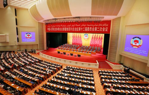 １月１７日，自治區(qū)政協(xié)十二屆二次會(huì)議在新疆人民會(huì)堂閉幕。圖為會(huì)議現(xiàn)場(chǎng)。本報(bào)記者 李瑞攝